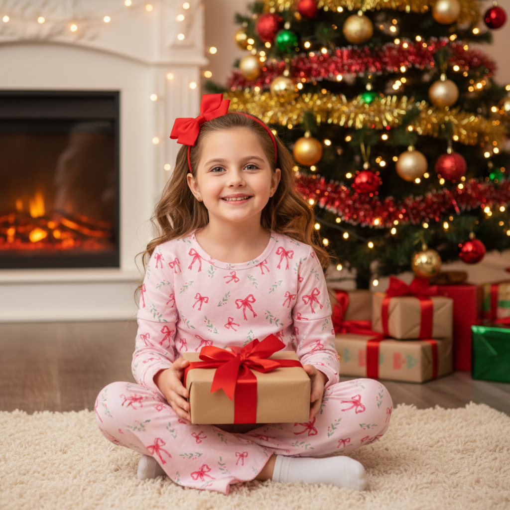 Adorable Gingerbread Coquette Aesthetic Girls’ Pajama Set