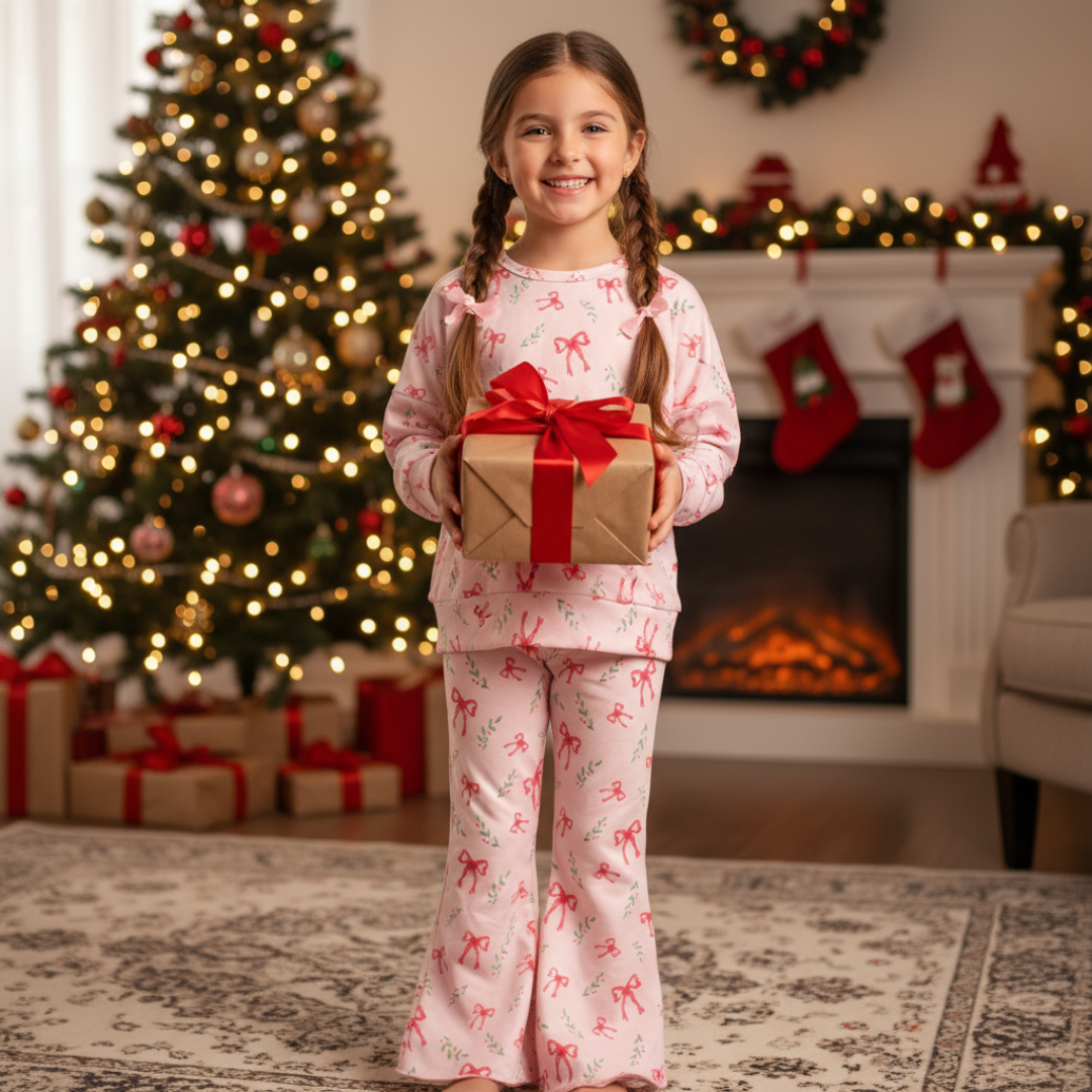 Adorable Gingerbread Coquette Aesthetic Girls’ Pajama Set