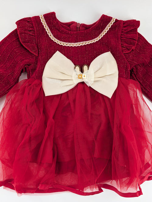 Adorable Baby Princess Dress: Autumn Winter Long Sleeve Bow Cotton Dress