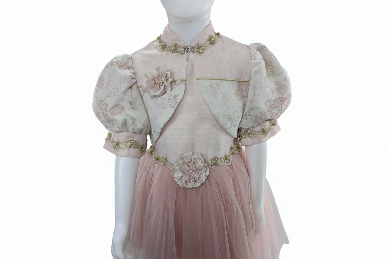 Stylish Navy Blue Pink Girls Couture Night Dress with Waistcoat – Perfect for Party