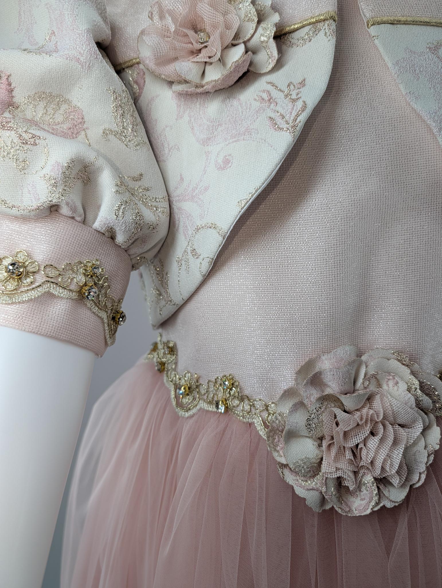 Stylish Navy Blue Pink Girls Couture Night Dress with Waistcoat – Perfect for Party